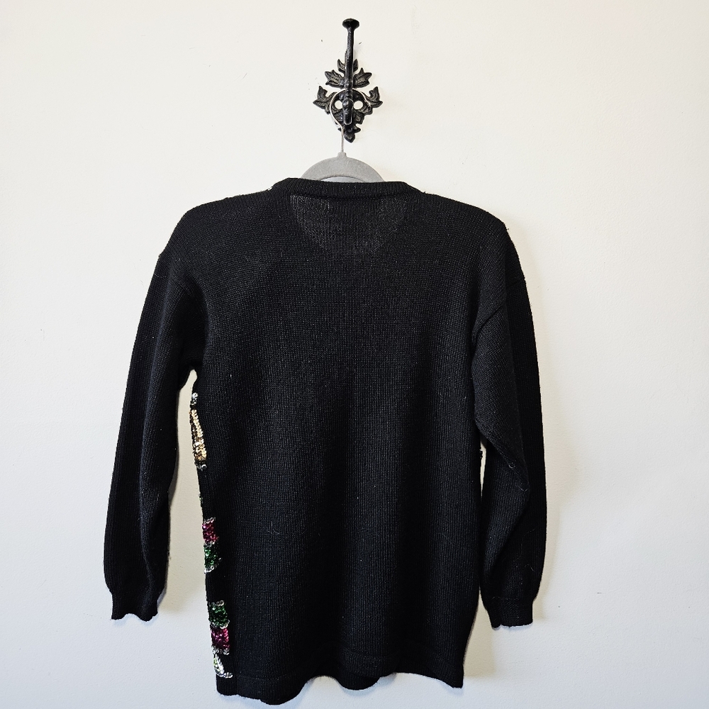 Vintage 80's Principles Sequin Wool Sweater Size S Embellished Multicolor - Picture 3 of 4